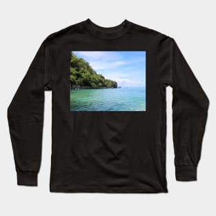 Pier over crystal clear water Long Sleeve T-Shirt